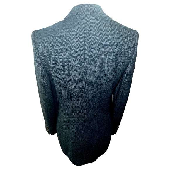 Vintage Lauren by Ralph Lauren Blue Herringbone print wool blazer Size 6 - Picture 2 of 9